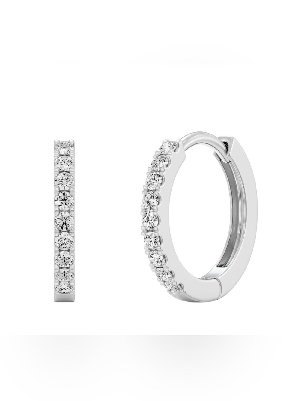 1/4 CTW REAL Diamond Huggie Hoop Earrings 14K White Gold Plated 925 Silver